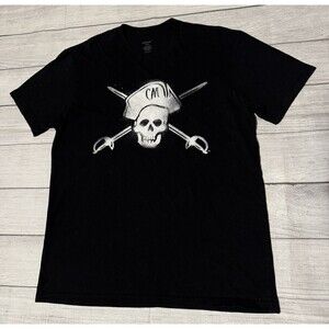 Captain Morgan Cannon Blast Rum Black T-Shirt Size Large Skull Crossbones